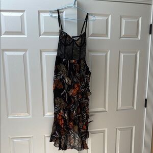 Katie May Black and Orange Asymmetrical Sundress